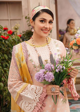 KP211-MUSHQ 3PC EMBROIDERED LAWN SUIT WITH PRINTED ORGANZA DUPATTA